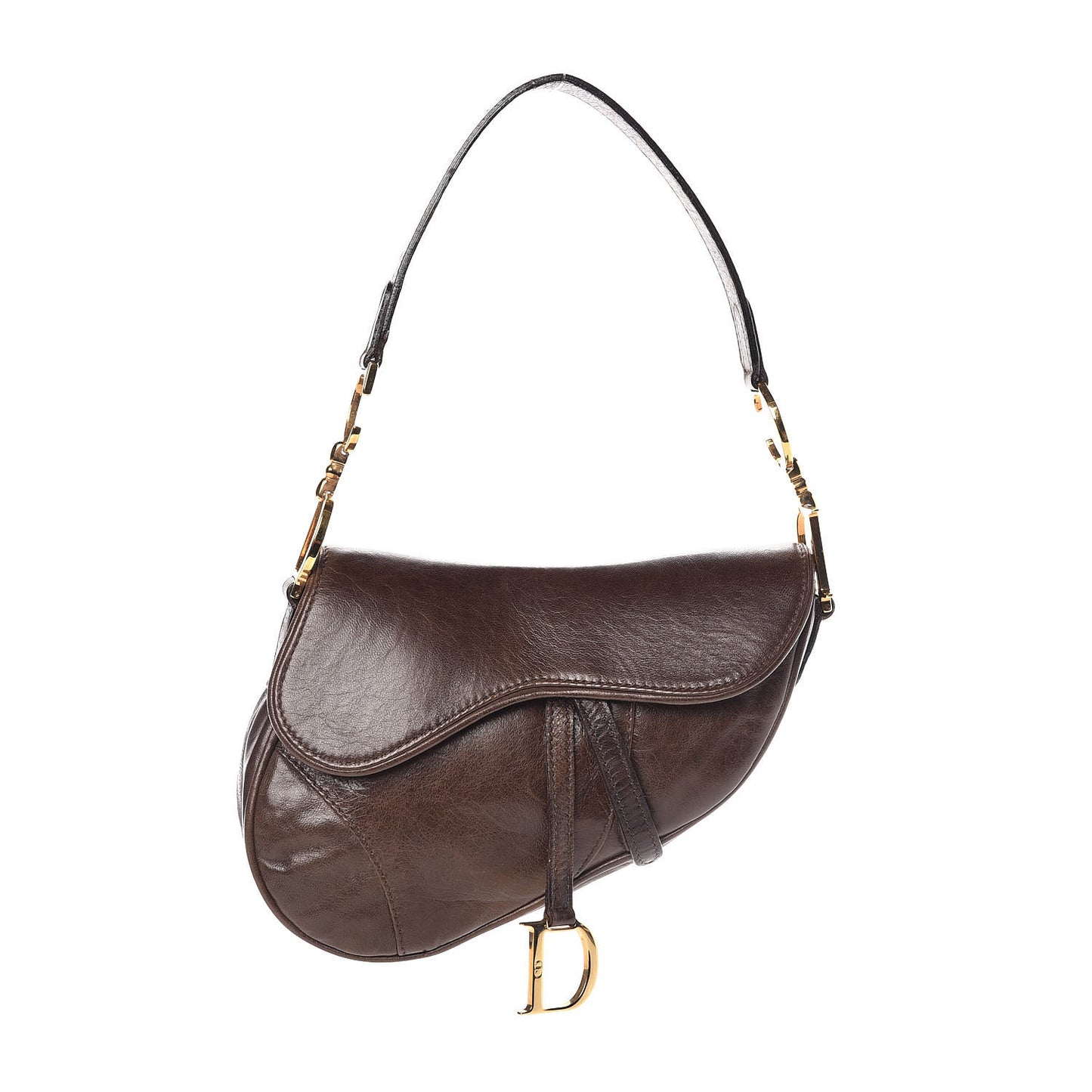 Calfskin Mini Saddle Bag Brown