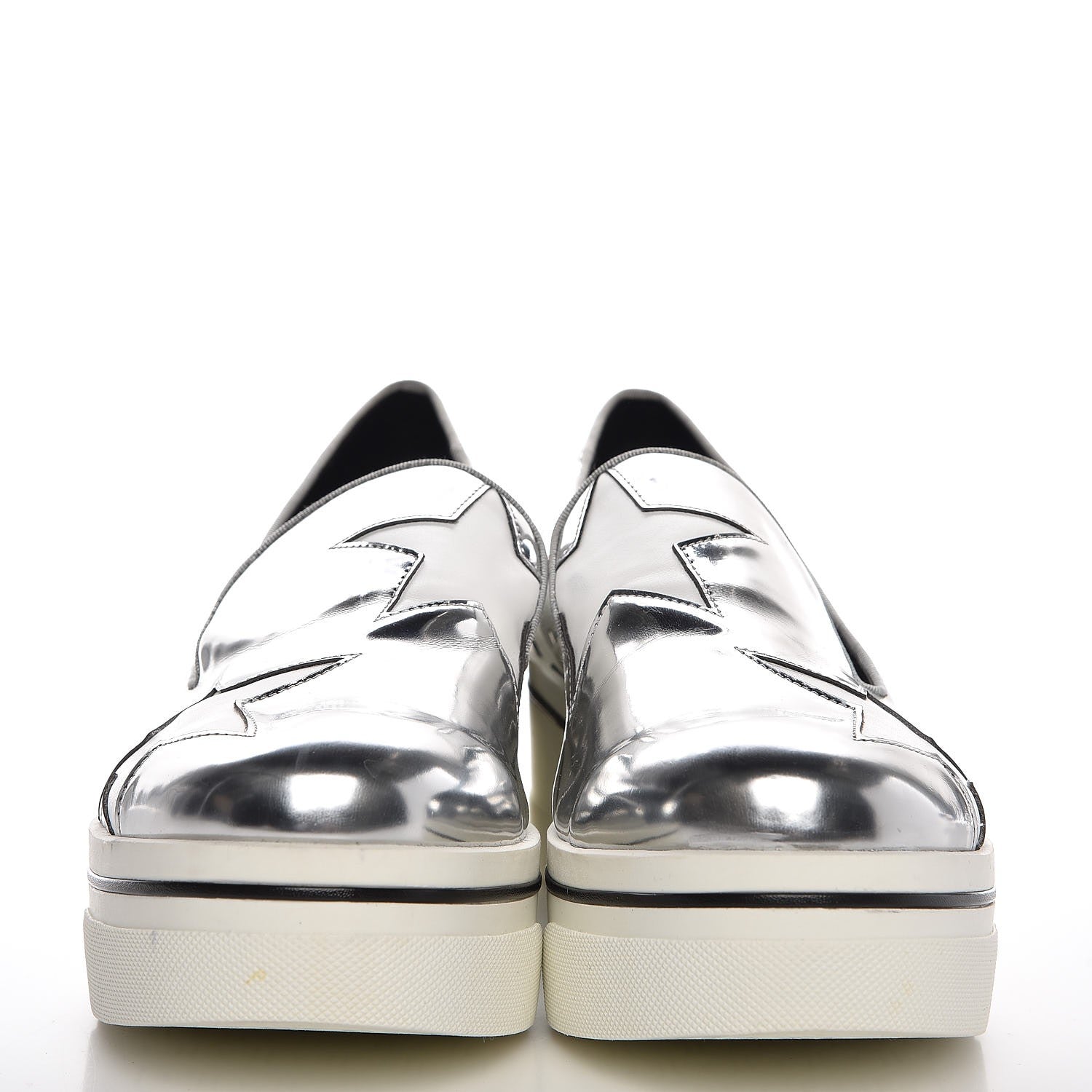 Stella McCartney Metallic Patent Alter Nappa Binx Star Slip On Platform Sneaker 38 Silver 2 of 11