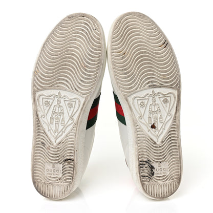 Gucci Calfskin Ayers Bee Embroidered Womens Ace Sneakers 36 White Green 6 of 10