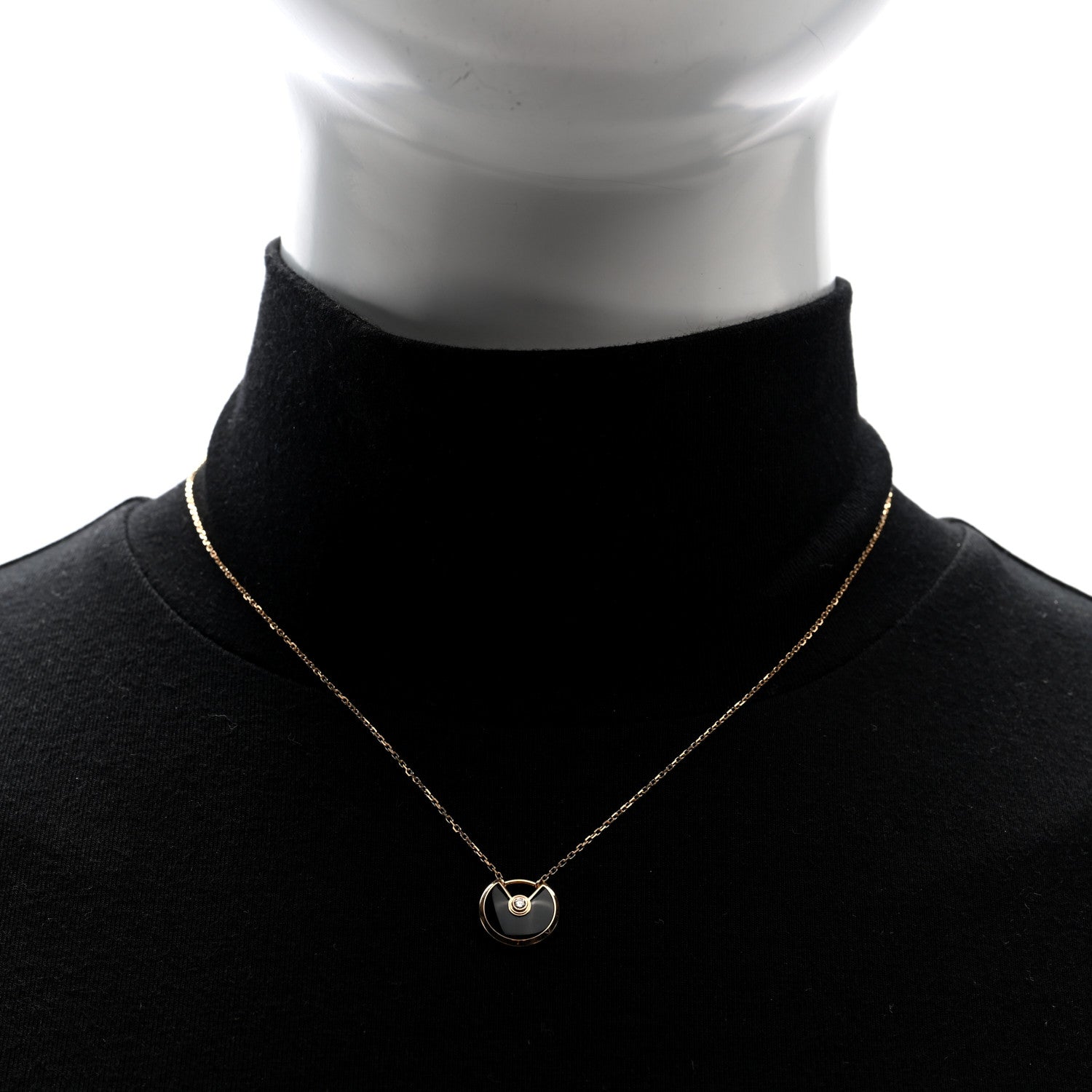 Cartier 18K Pink Gold Diamond Black Onyx XS Amulette de Cartier Pendant Necklace 2 of 4