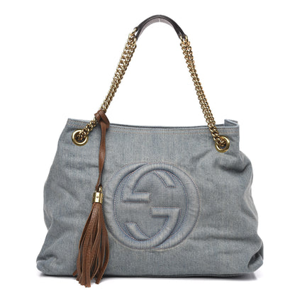 Gucci Denim Medium Soho Chain Shoulder Bag Blue 1 of 11