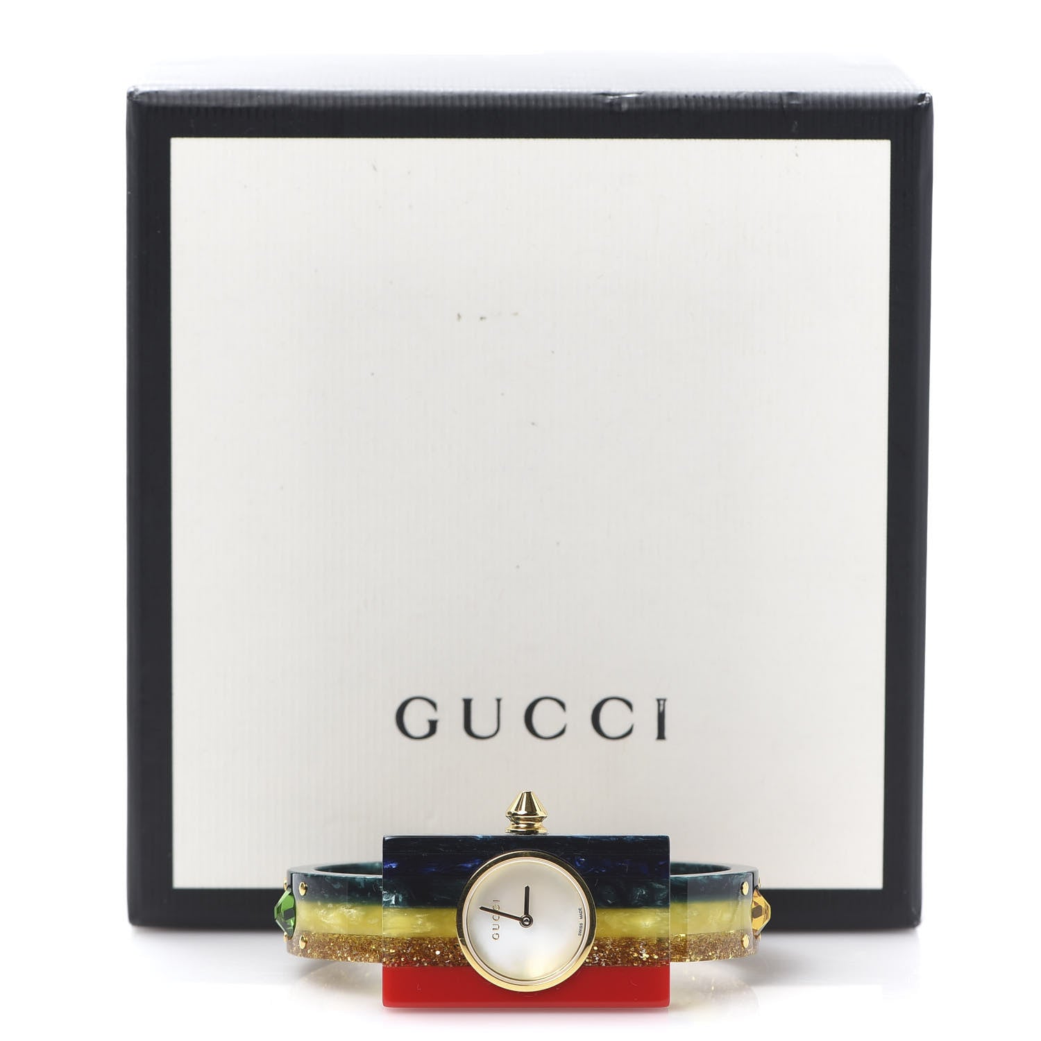 Gucci Stainless Steel Plexiglass Mother of Pearl 24mm Rainbow Quartz Watch 7 of 7