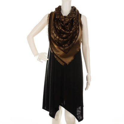Louis Vuitton Silk Lurex Wool Monogram Shine Shawl Marron 2 of 5