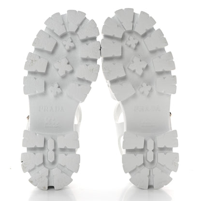 Prada Foam Rubber Metal Triangle Logo Monolith 55mm Cage Sandals 36 White 6 of 12