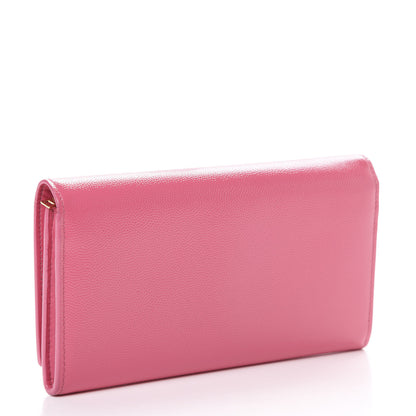 Saint Laurent Patent Grain de Poudre Classic Large Letters Flap Wallet Bubblegum 2 of 10