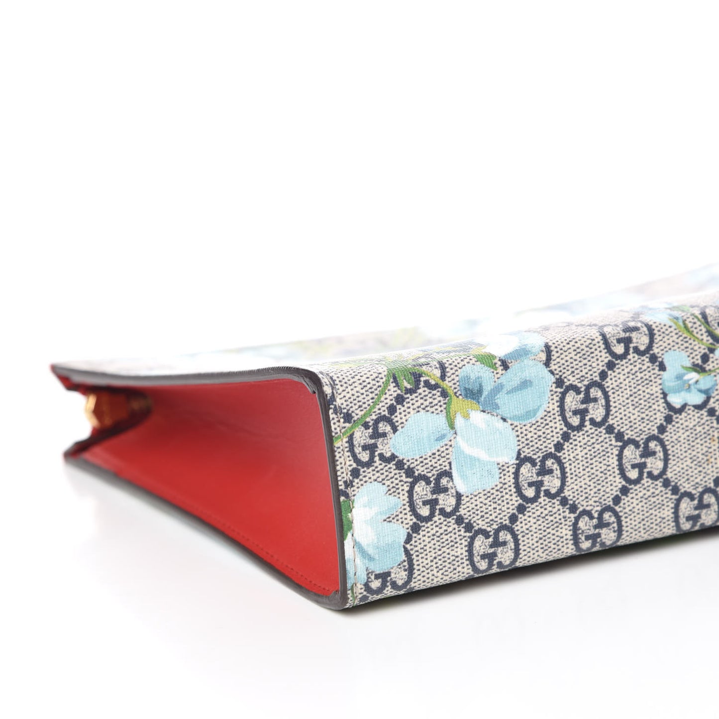 GG Supreme Monogram Blooms Large Cosmetic Case Beige Blue Navy Hibiscus Red