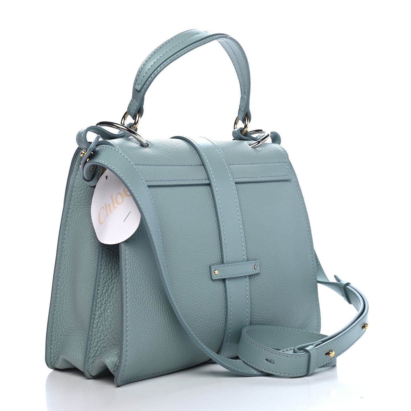 Shiny Grained Calfskin Medium Aby Day Shoulder Bag Faded Blue