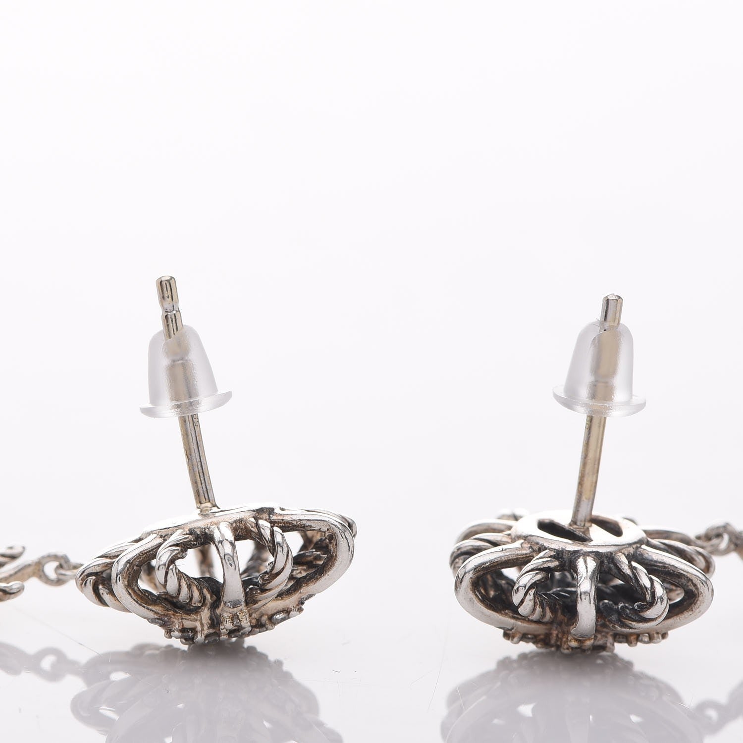 David Yurman Sterling Silver Diamond Starburst Chandelier Earrings 8 of 12