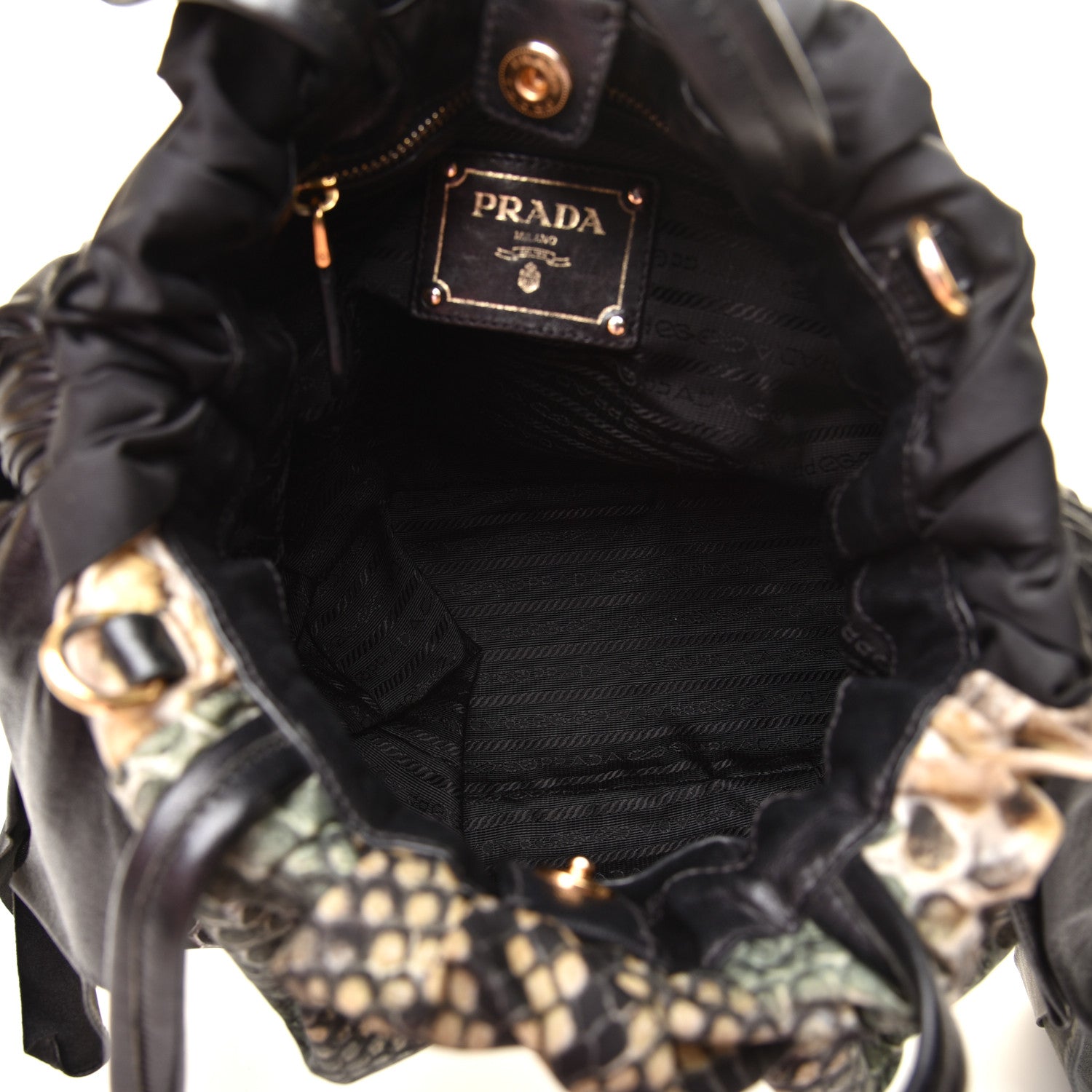 Prada Nylon Python Print Large Bow Bag Verde 6 of 8