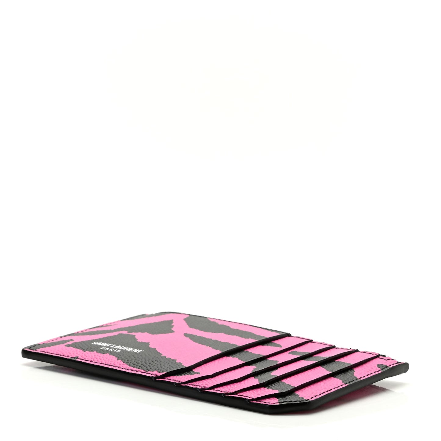 Grain de Poudre Zebra Print 5 Fragments Zip Pouch Card Holder Fuchsia Black