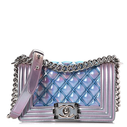 Chanel Iridescent Patent Calfskin PVC Quilted Small Boy Flap Light Purple 1 of 8