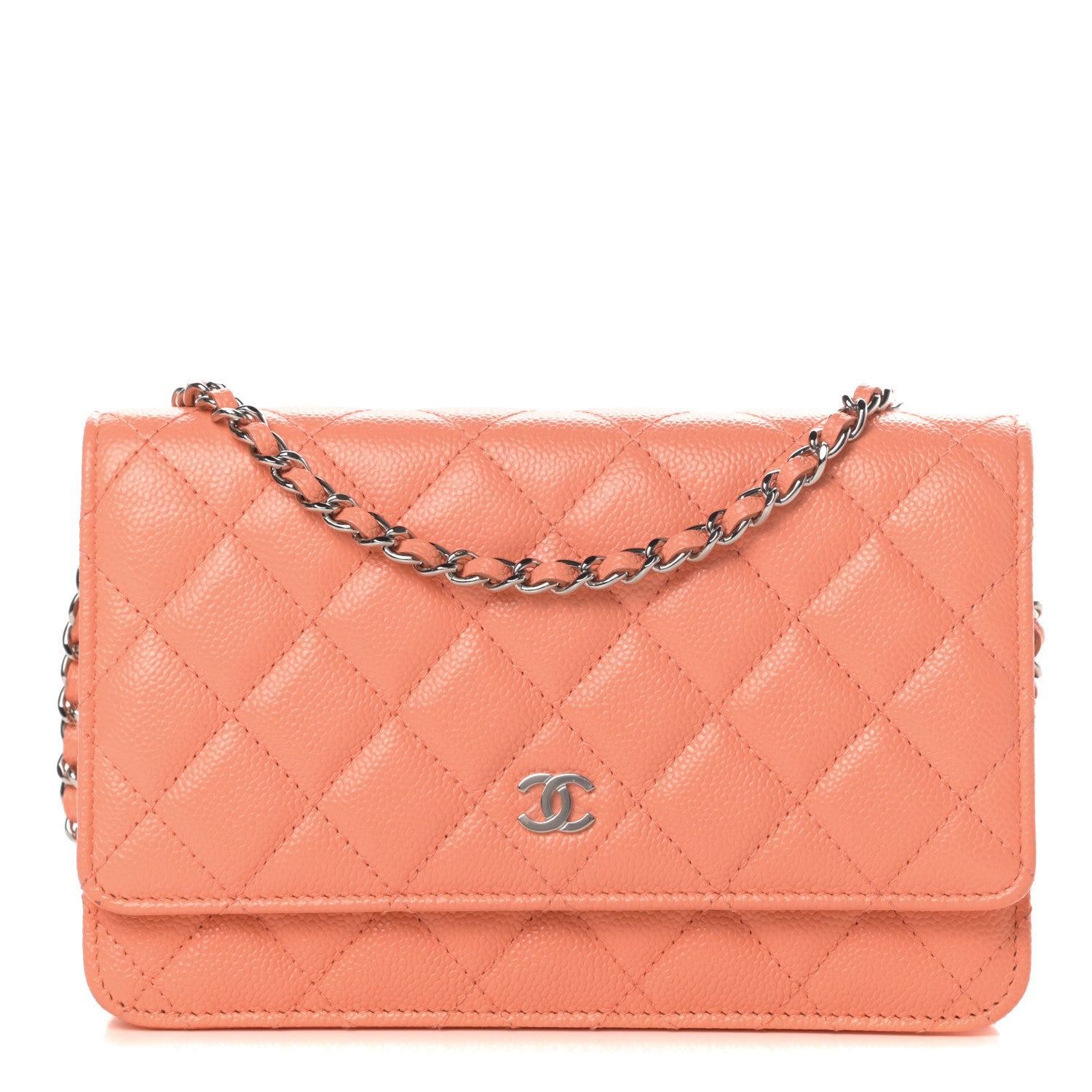 Chanel Caviar Quilted Wallet on Chain WOC Coral 1 of 13