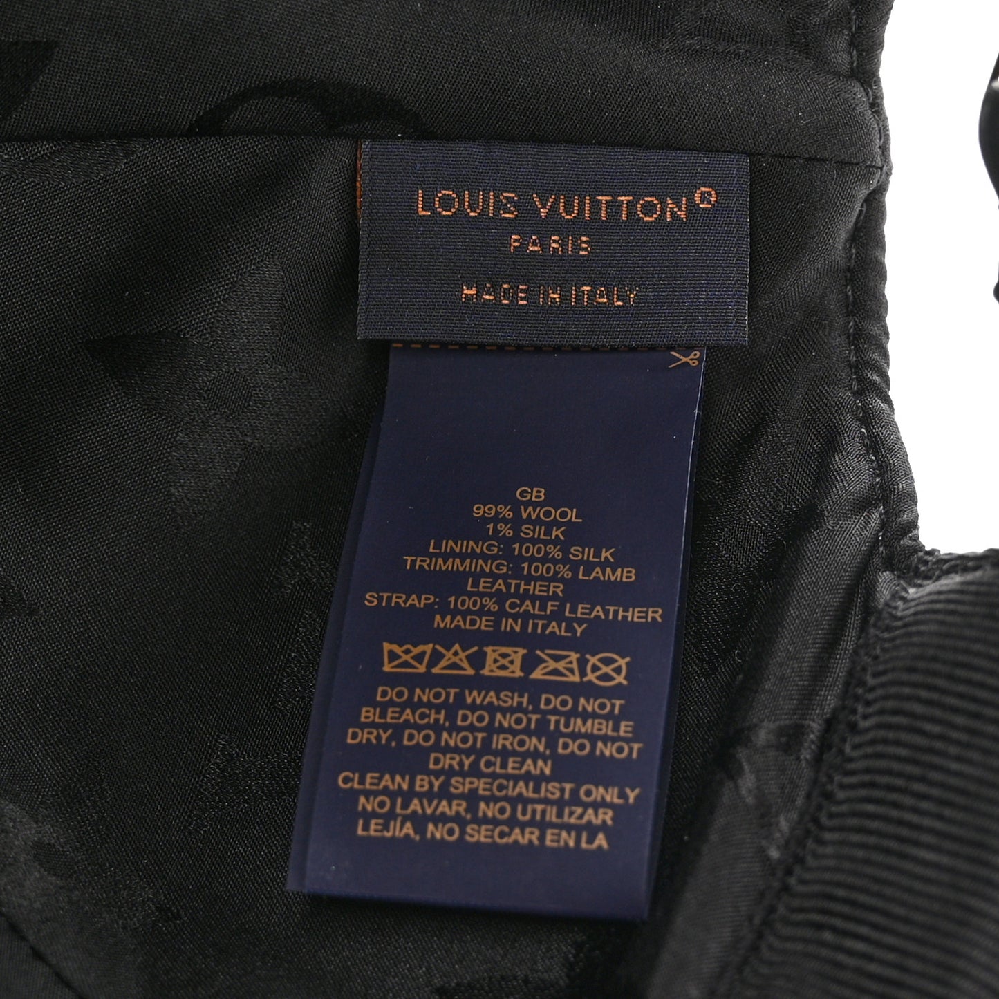 Wool Silk Monogram Endless Cap L Black