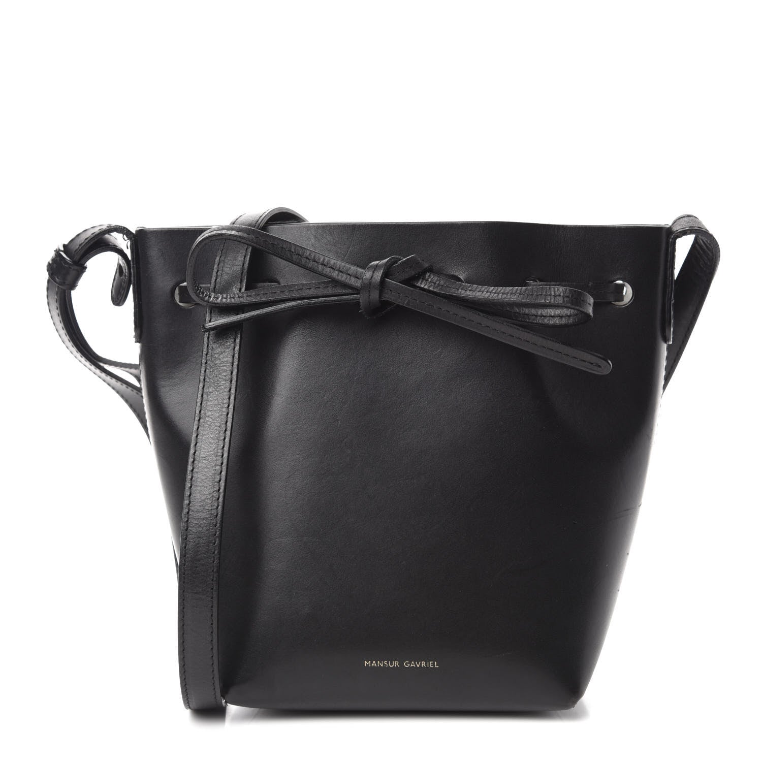 Mansur Gavriel Calfskin Mini Mini Bucket Bag Black Argento 1 of 10