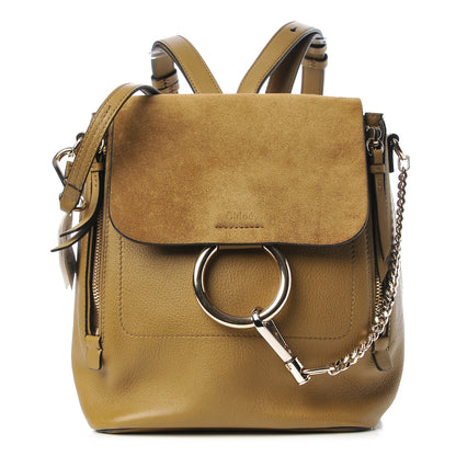 Chloe Suede Calfskin Small Faye Backpack Dark Khaki 1 of 8