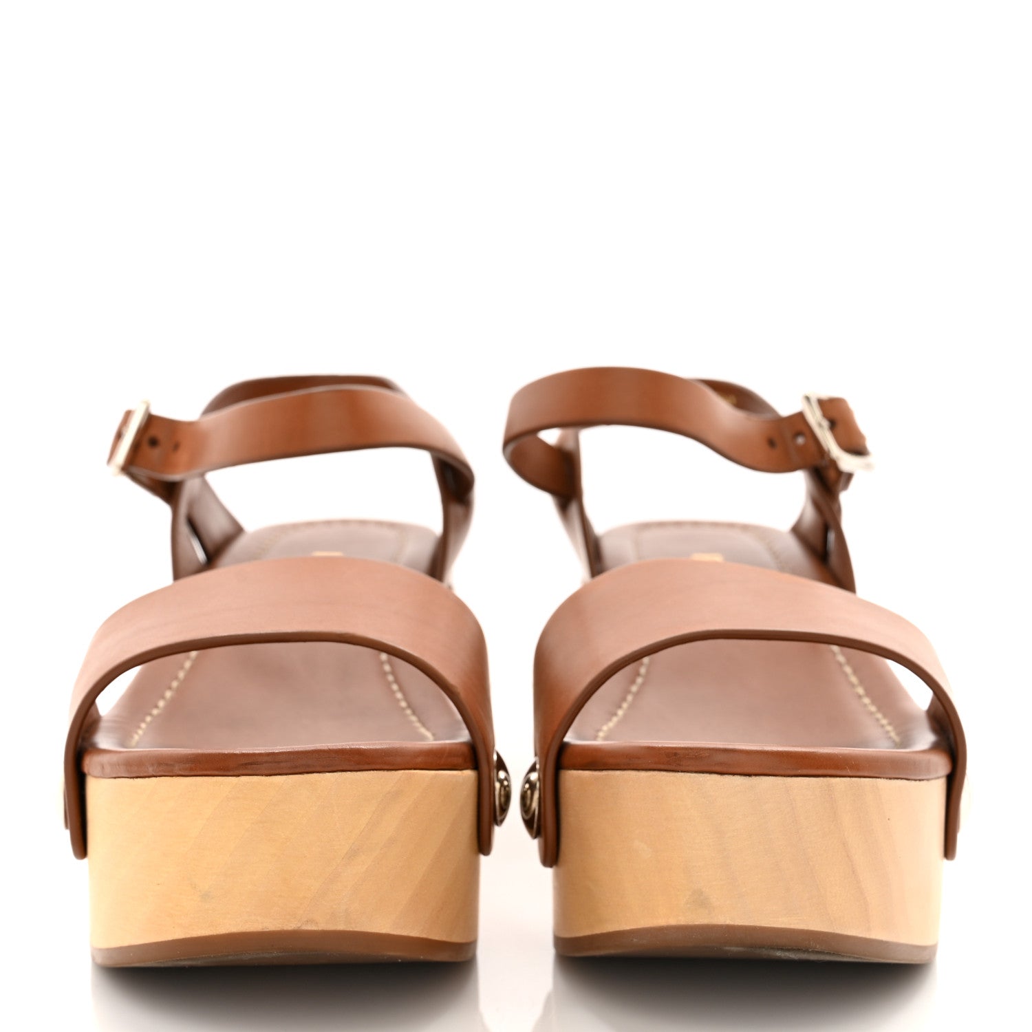 Prada Natural Calfskin 50mm Clog Sandals 36 Brown 2 of 12