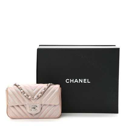 Chanel Iridescent Caviar Chevron Quilted Mini Rectangular Flap Light Gold 11 of 11
