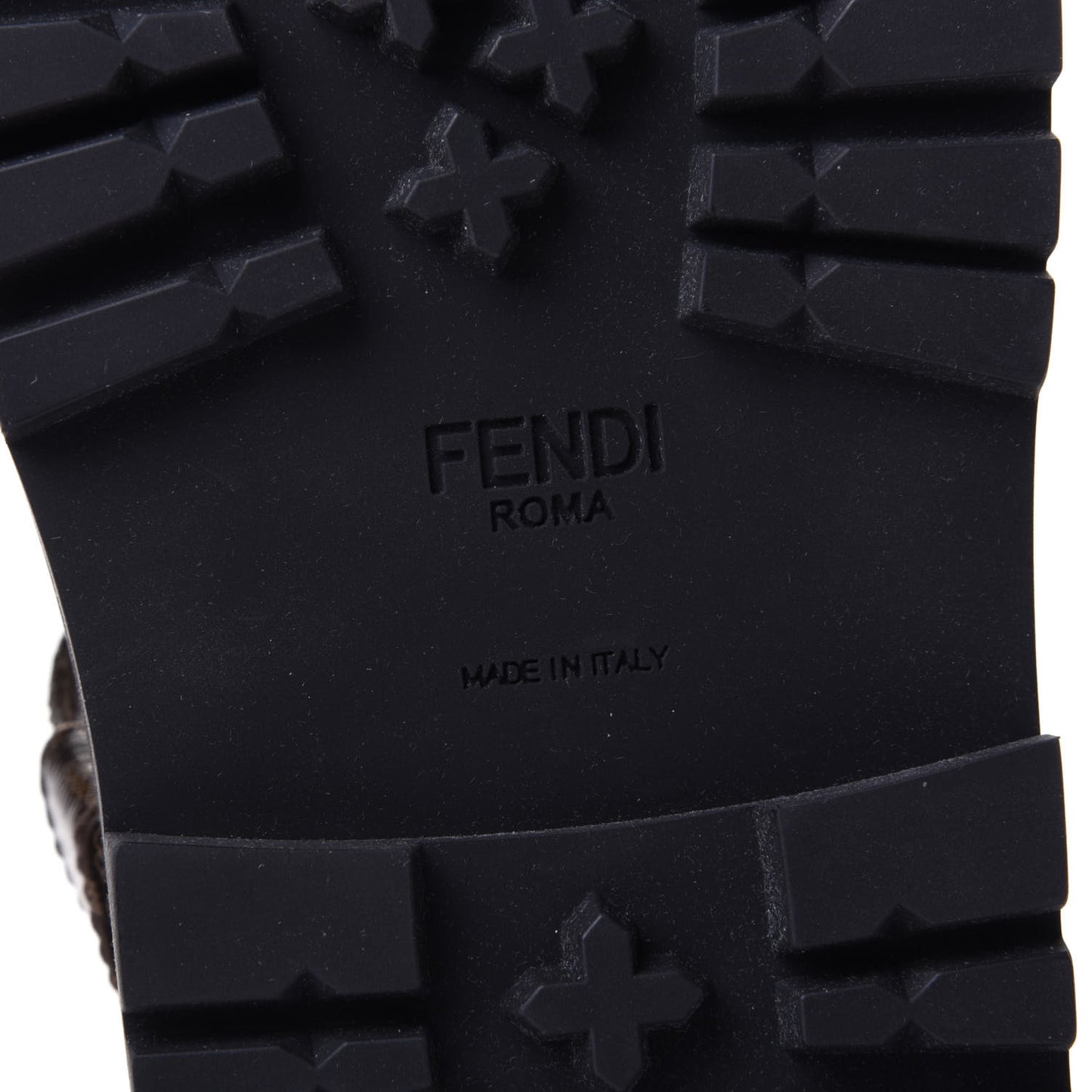 Patent Glazed Fabric FF Strappy Platform Sandals 35 Black