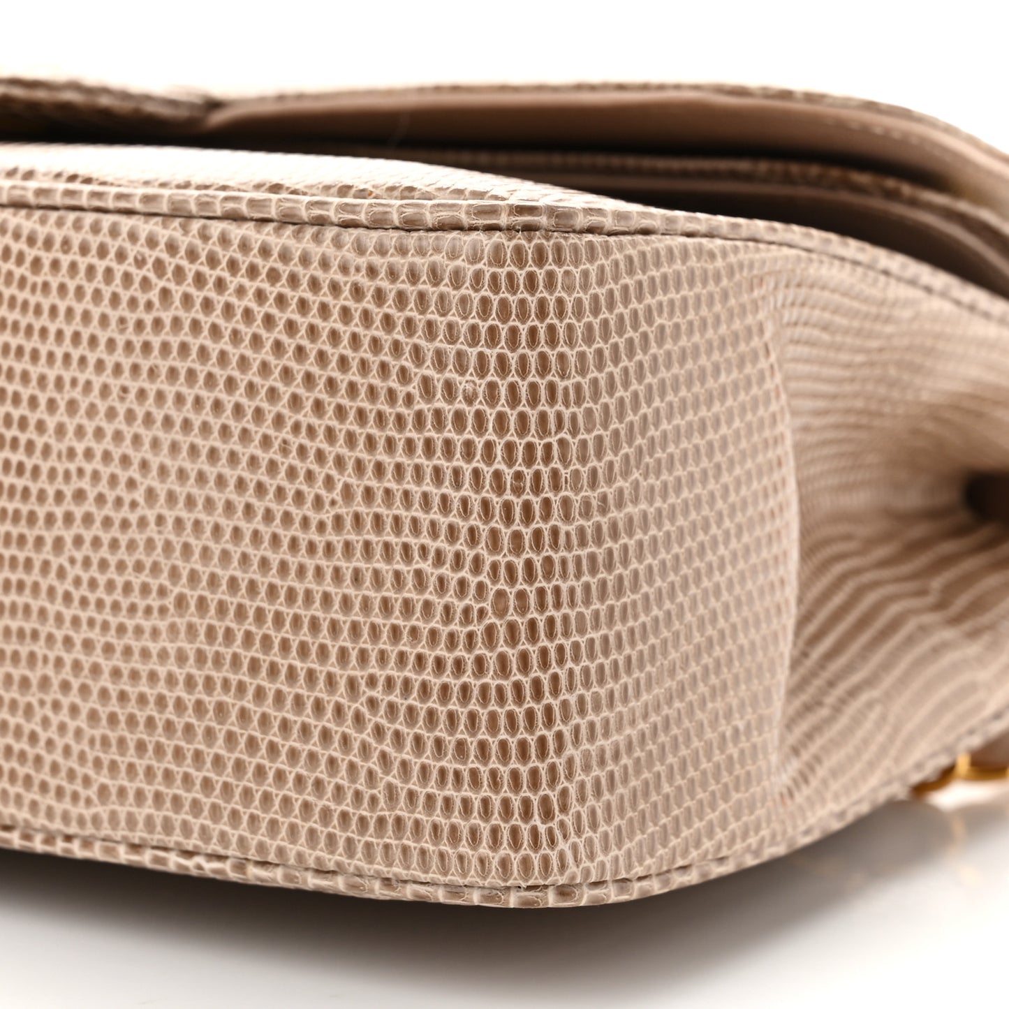 Lizard Small Double Flap Beige