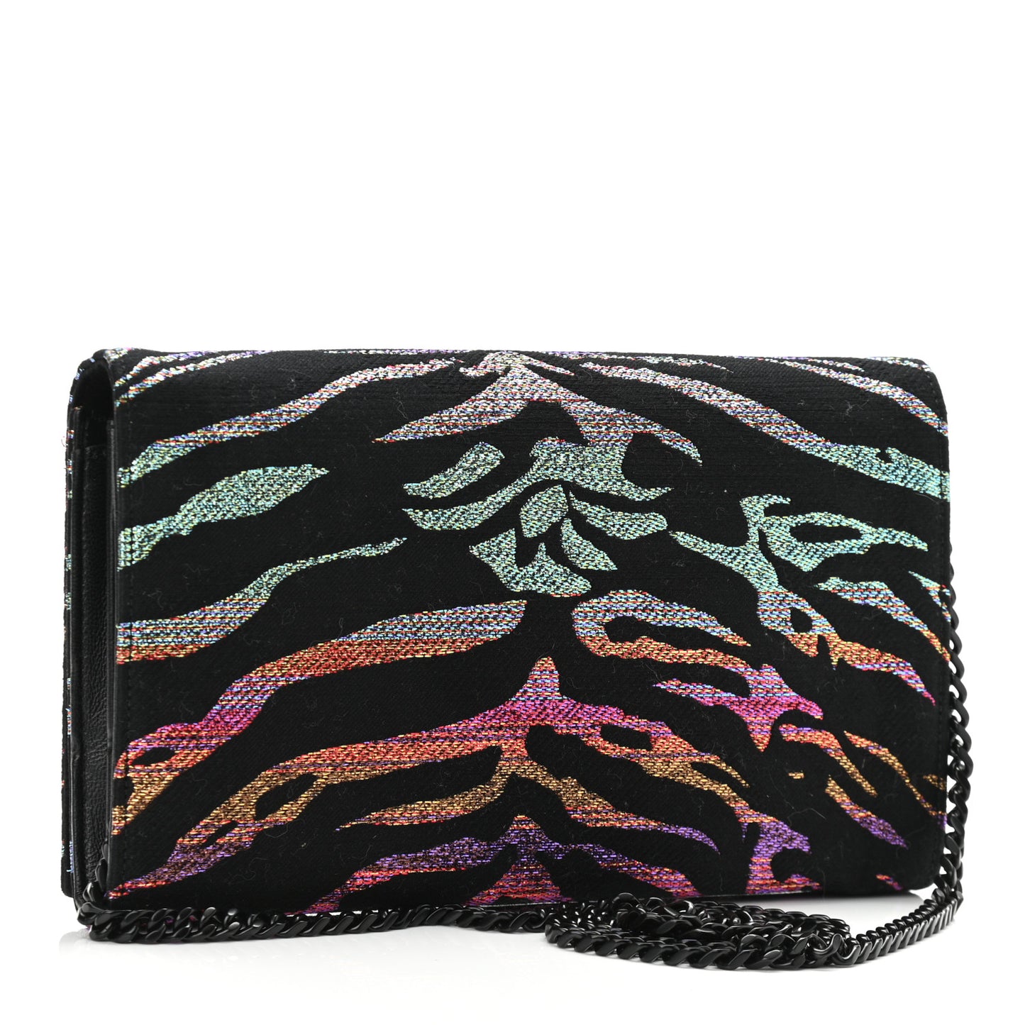 Tiger Burnout Monogram Chain Wallet Multicolor