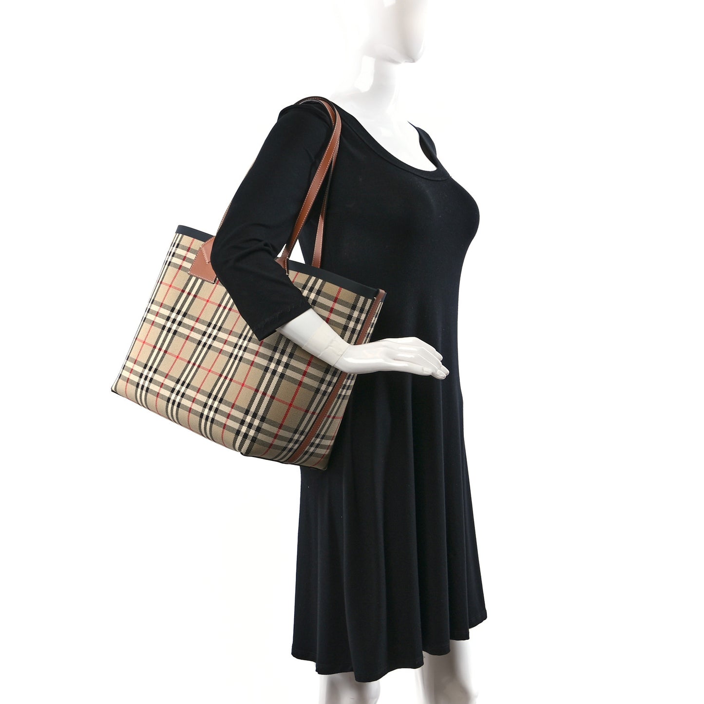 Cotton Vintage Check Medium London Tote Bag Briar Brown Black