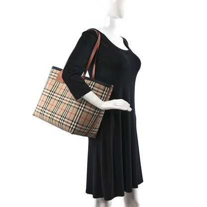 Burberry Cotton Vintage Check Medium London Tote Bag Briar Brown Black 2 of 9