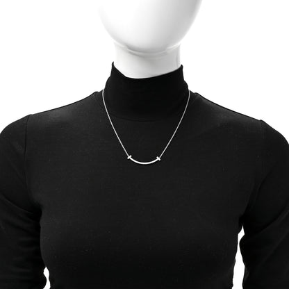 Tiffany 18K White Gold Diamond Medium Smile Pendant Necklace 2 of 6