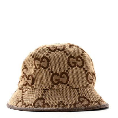 Gucci Monogram Jumbo GG Bucket Hat M Camel Ebony New Acero 4 of 9