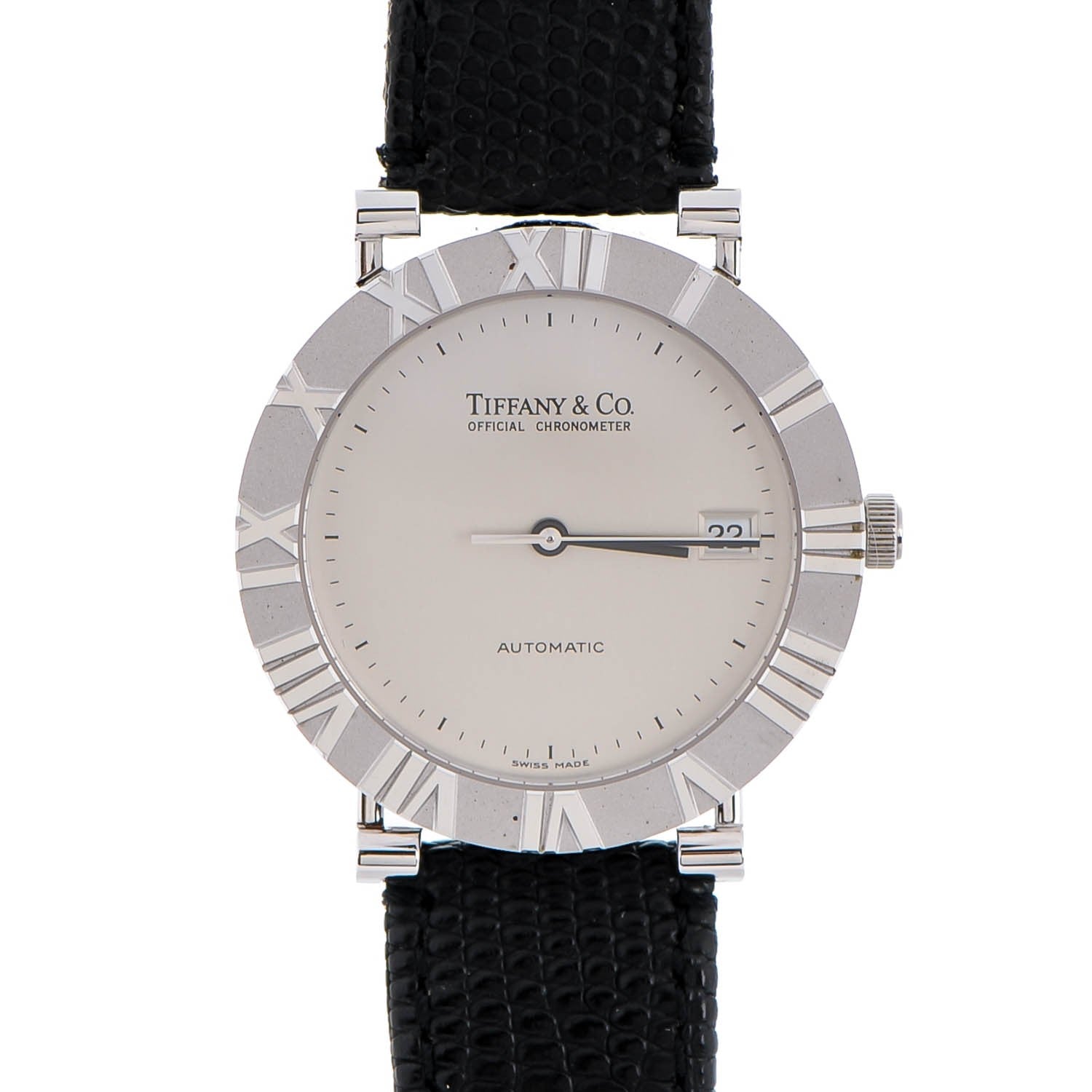 Tiffany Sterling Silver Lizard 36mm Atlas Automatic Watch 1 of 8