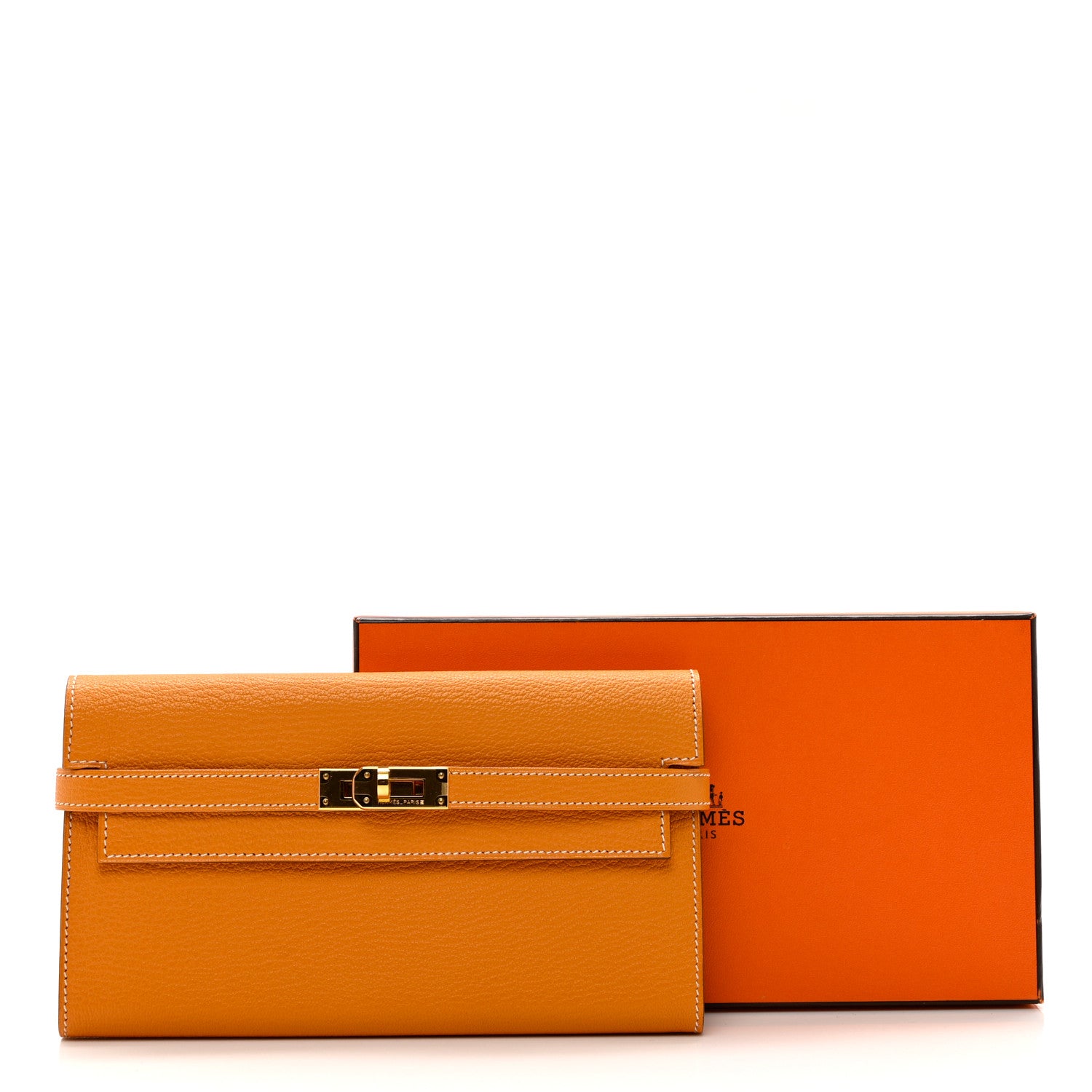 Hermes Chevre Mysore Kelly Longue Wallet Moutarde 9 of 9