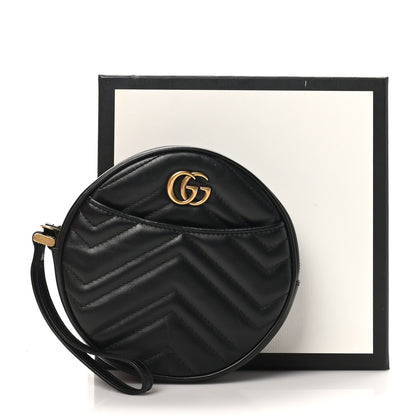 Gucci Calfskin Matelasse GG Marmont Round Wrist Wallet Black 9 of 9