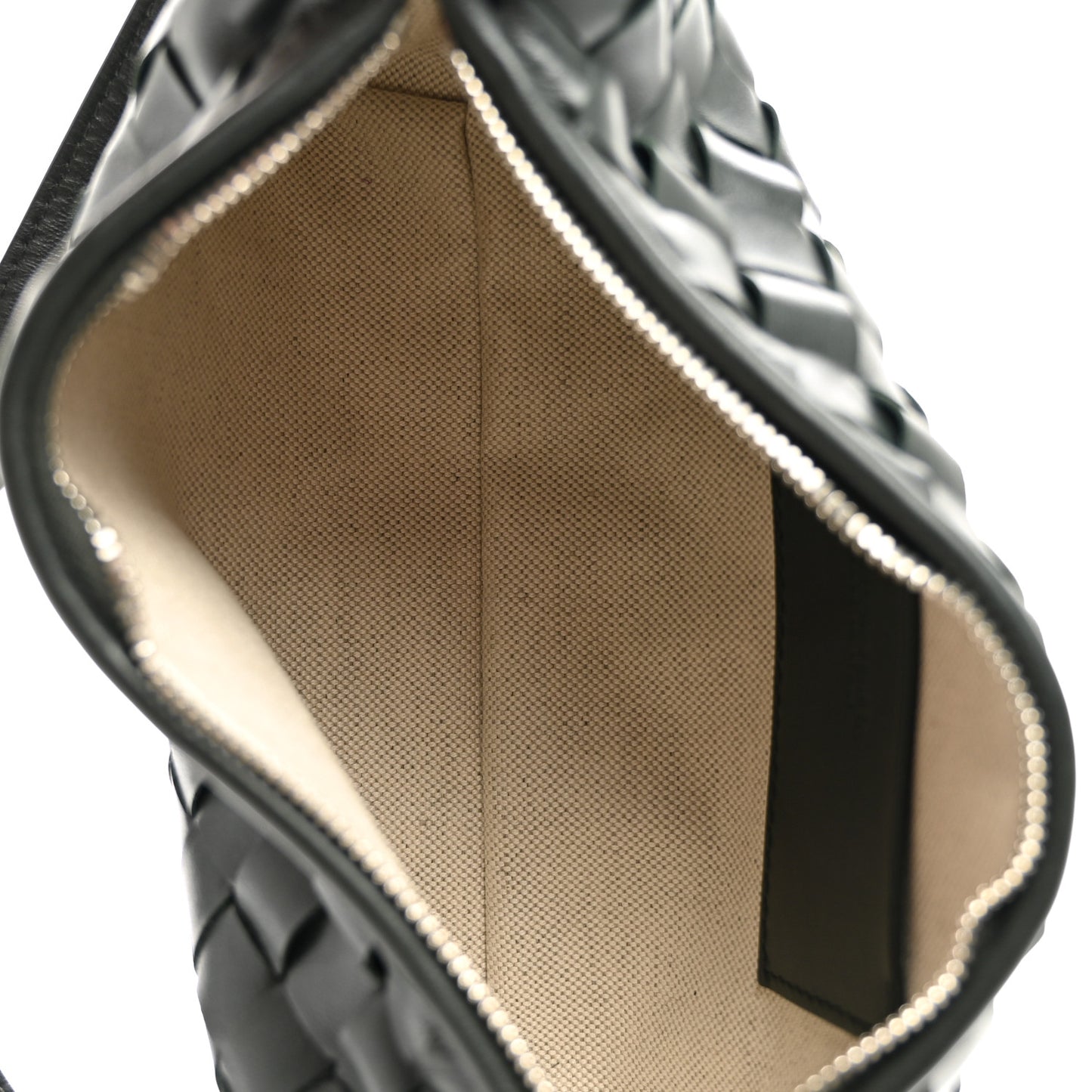 Calfskin Intrecciato Traveler Phone Pouch Dark Green