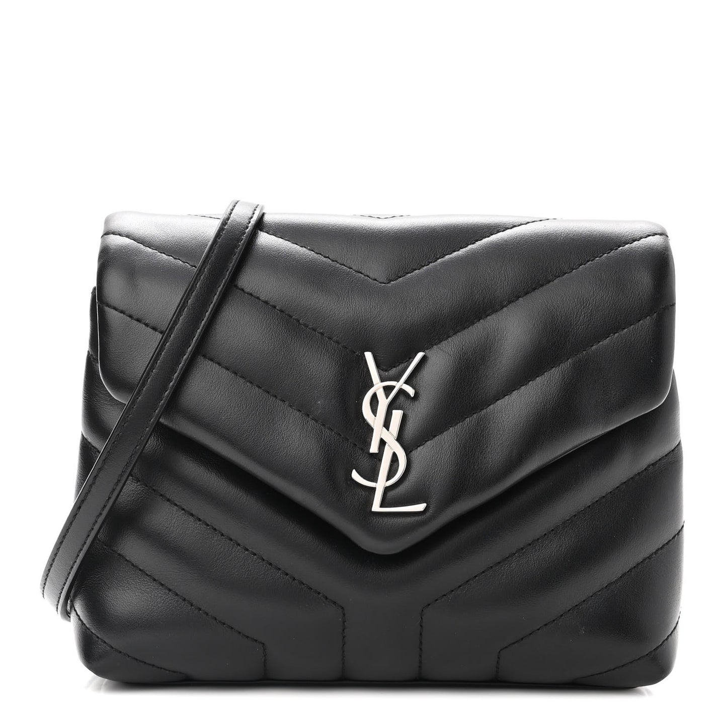 Calfskin Y Quilted Monogram Toy Loulou Crossbody Bag Black