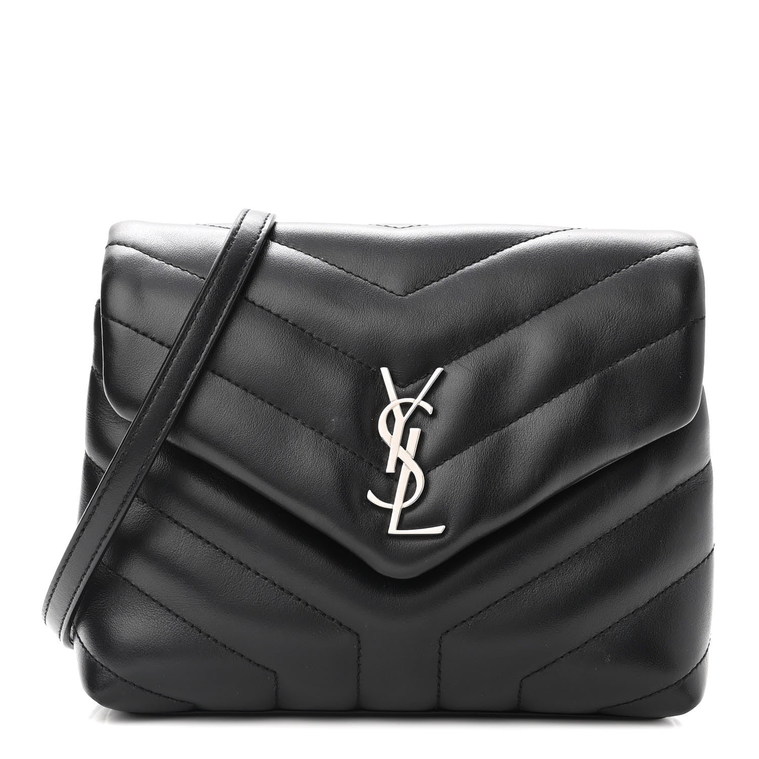 Saint Laurent Calfskin Y Quilted Monogram Toy Loulou Crossbody Bag Black 1 of 9