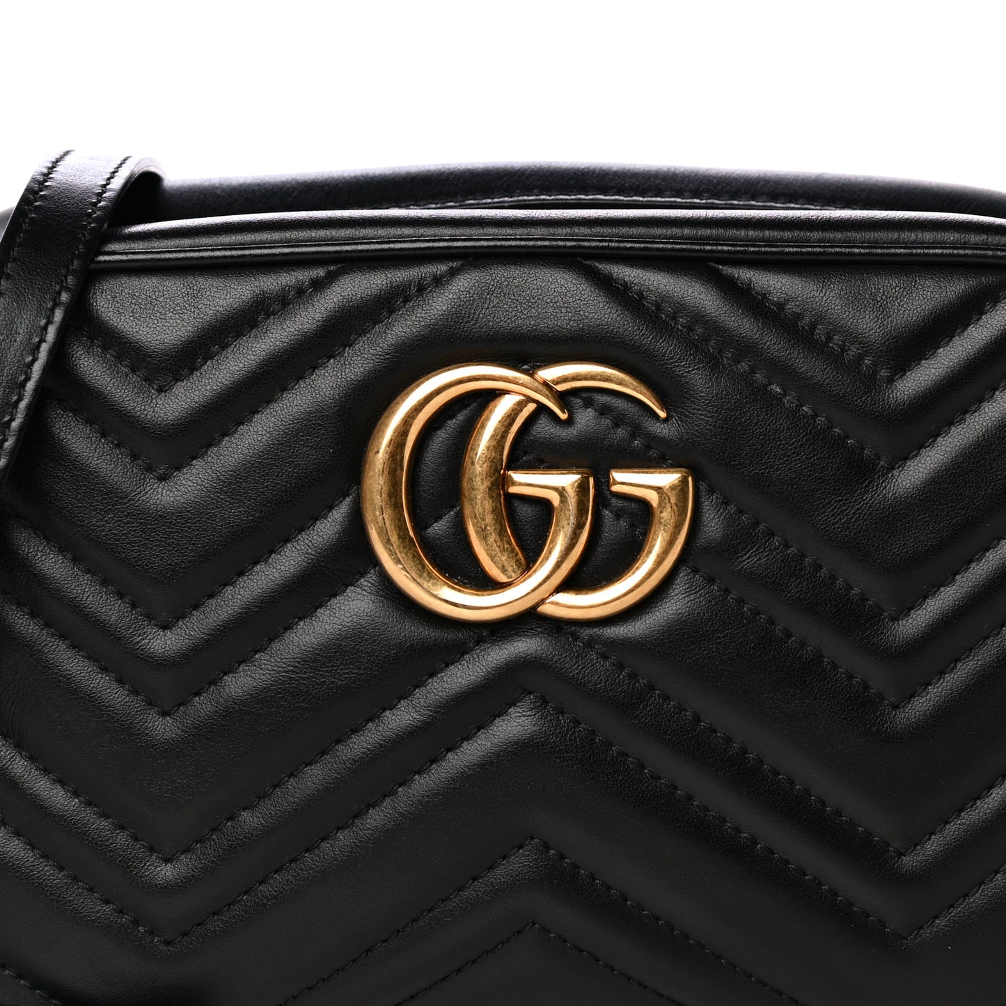 Calfskin Matelasse Small GG Marmont Chain Shoulder Bag Black