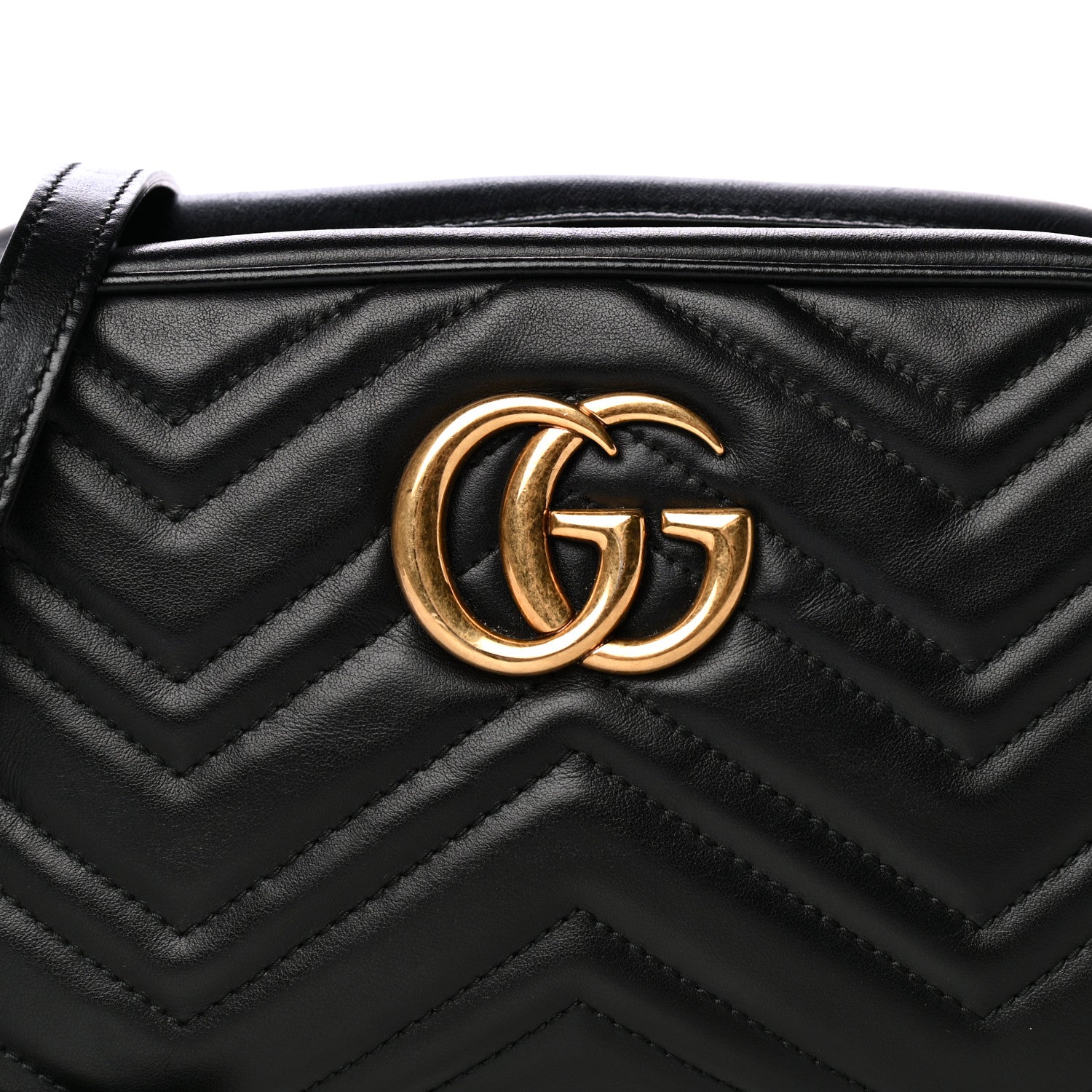 Gucci Calfskin Matelasse Small GG Marmont Chain Shoulder Bag Black 9 of 11
