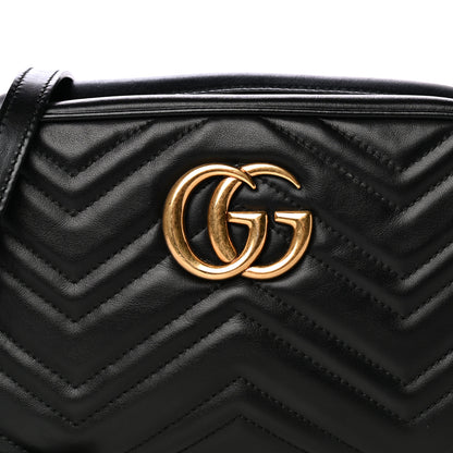 Gucci Calfskin Matelasse Small GG Marmont Chain Shoulder Bag Black 9 of 11