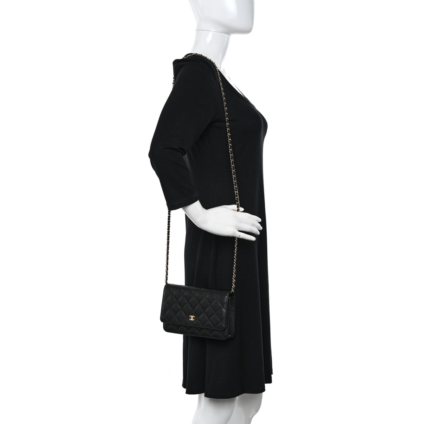 Caviar Quilted Wallet On Chain WOC Black