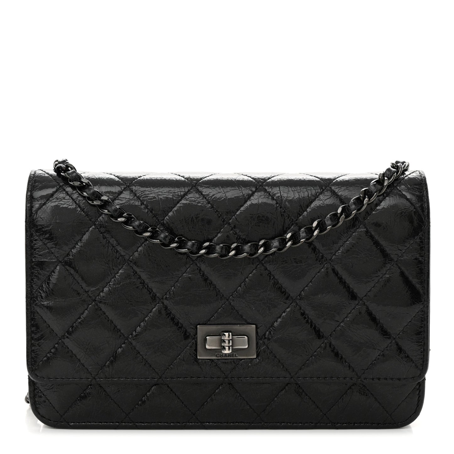 Glazed Aged Calfskin Reissue Wallet On Chain WOC Black