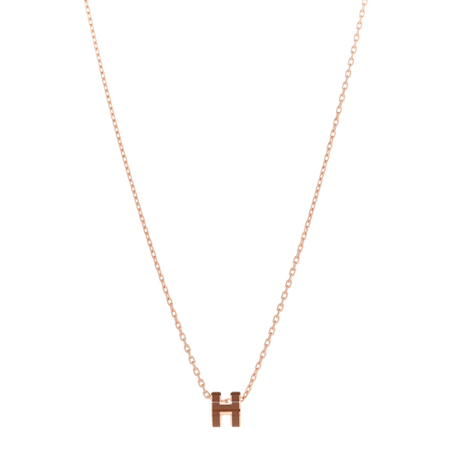 Lacquered Rose Gold Mini Pop H Pendant Necklace New Gold