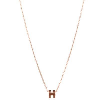 Hermes Lacquered Rose Gold Mini Pop H Pendant Necklace New Gold 1 of 8