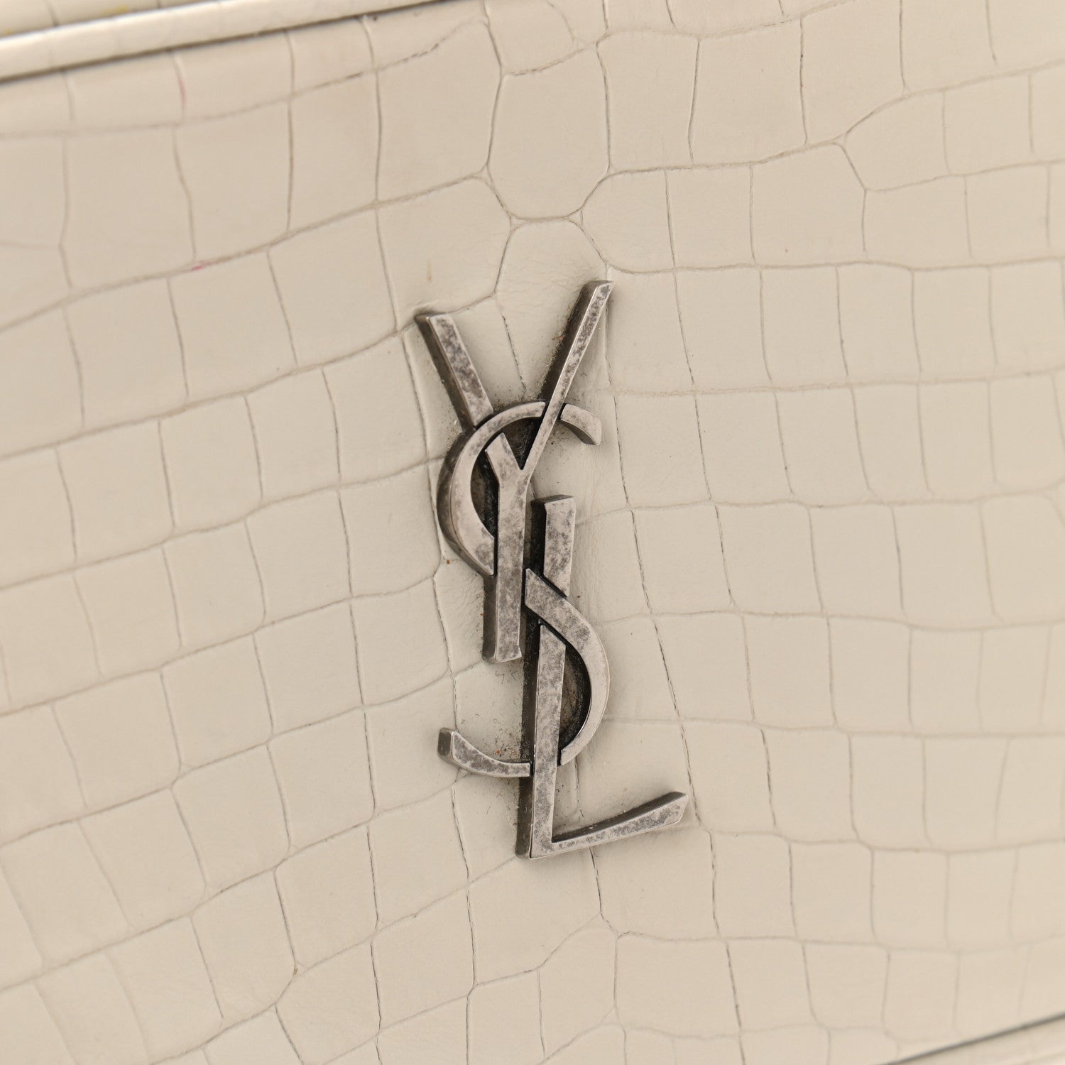 Saint Laurent Calfskin Crocodile Embossed Monogram Mini Lou Camera Bag Crema Soft 11 of 11