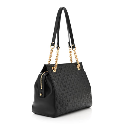 Gucci Guccissima Signature Medium Shoulder Tote Bag Black 3 of 10