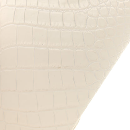 Bottega Veneta Calfskin Crocodile Embossed Doll Top Handle Bag White 14 of 17