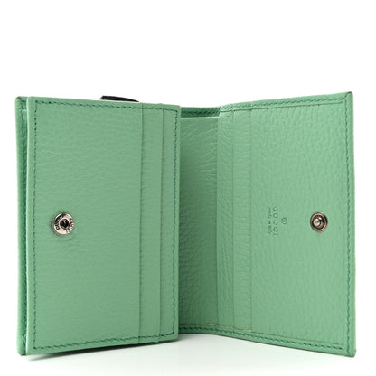 Gucci Dollar Calfskin Enamel Monochrome GG Marmont Card Case Green 5 of 9