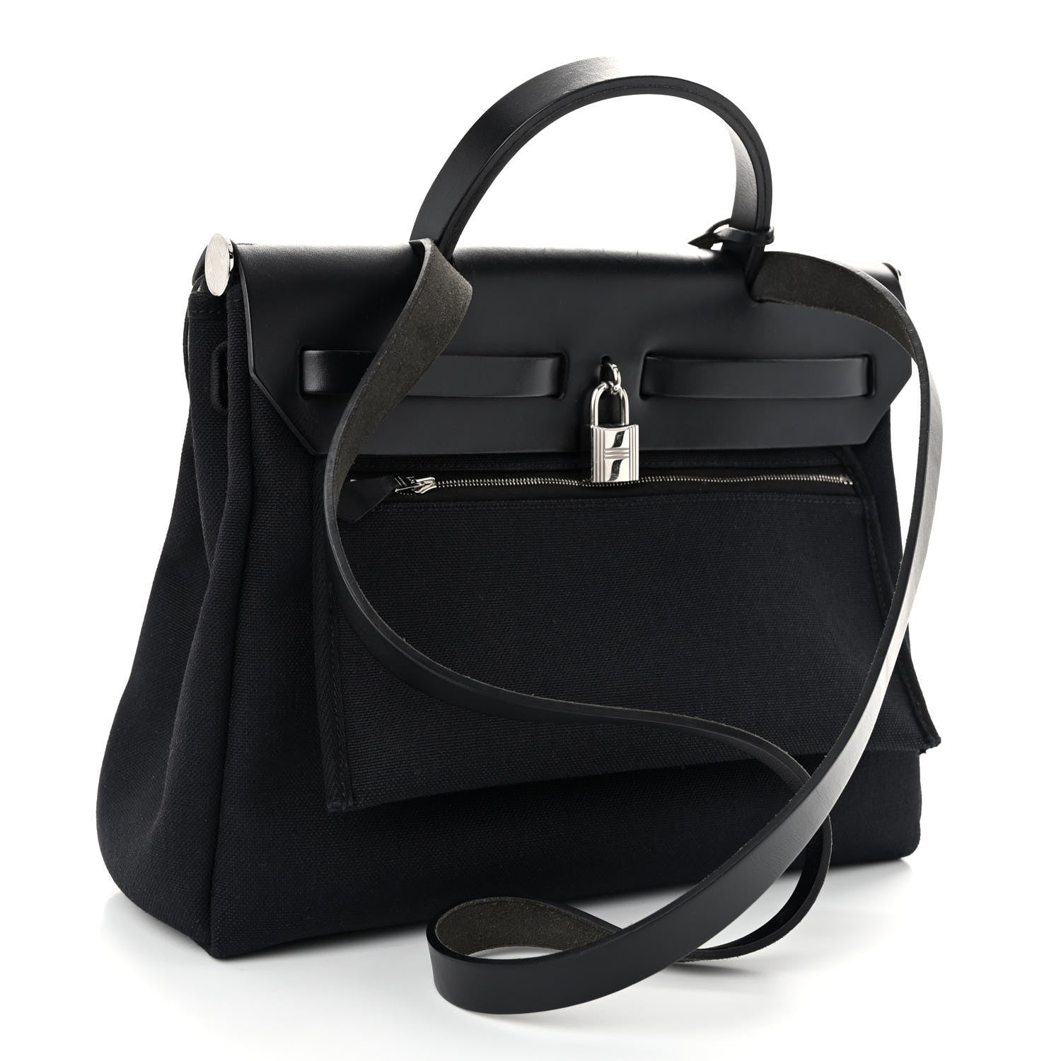 Hermes Military Toile Vache Hunter Herbag Zip PM 31 Black 3 of 9