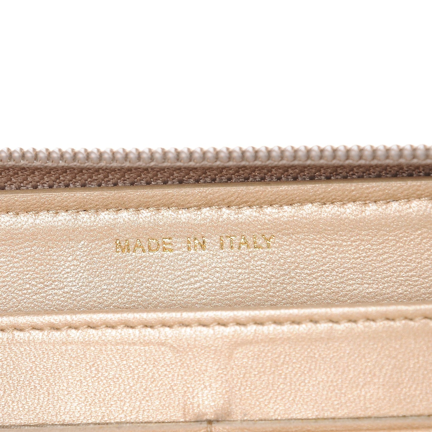 Lambskin Camellia Embossed Large Gusset Zip Around Wallet Beige