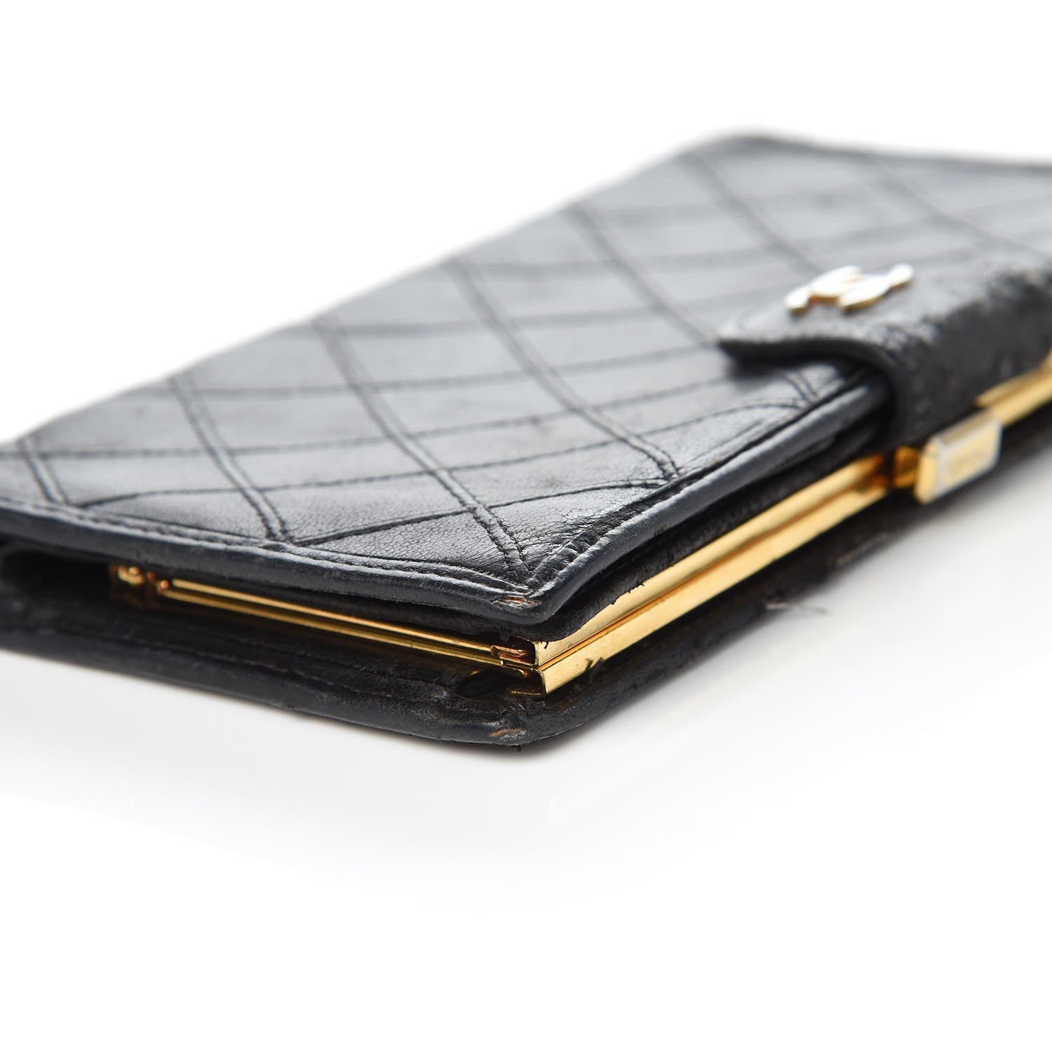 Chanel Lambskin Diamond Stitched French Wallet Black 11 of 22