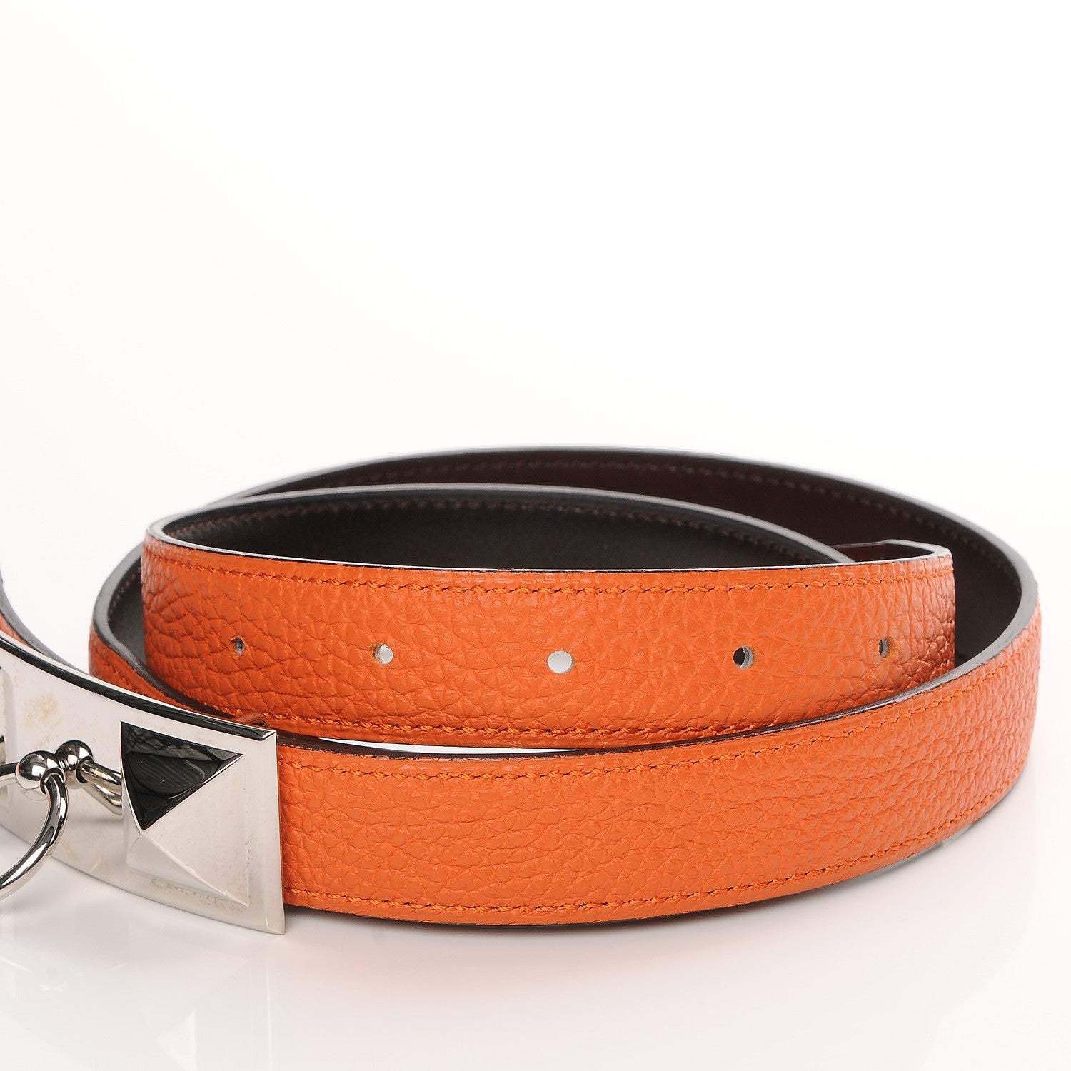 Hermes Togo Swift 24mm Sydney 90 Belt Orange Chocolate 4 of 8