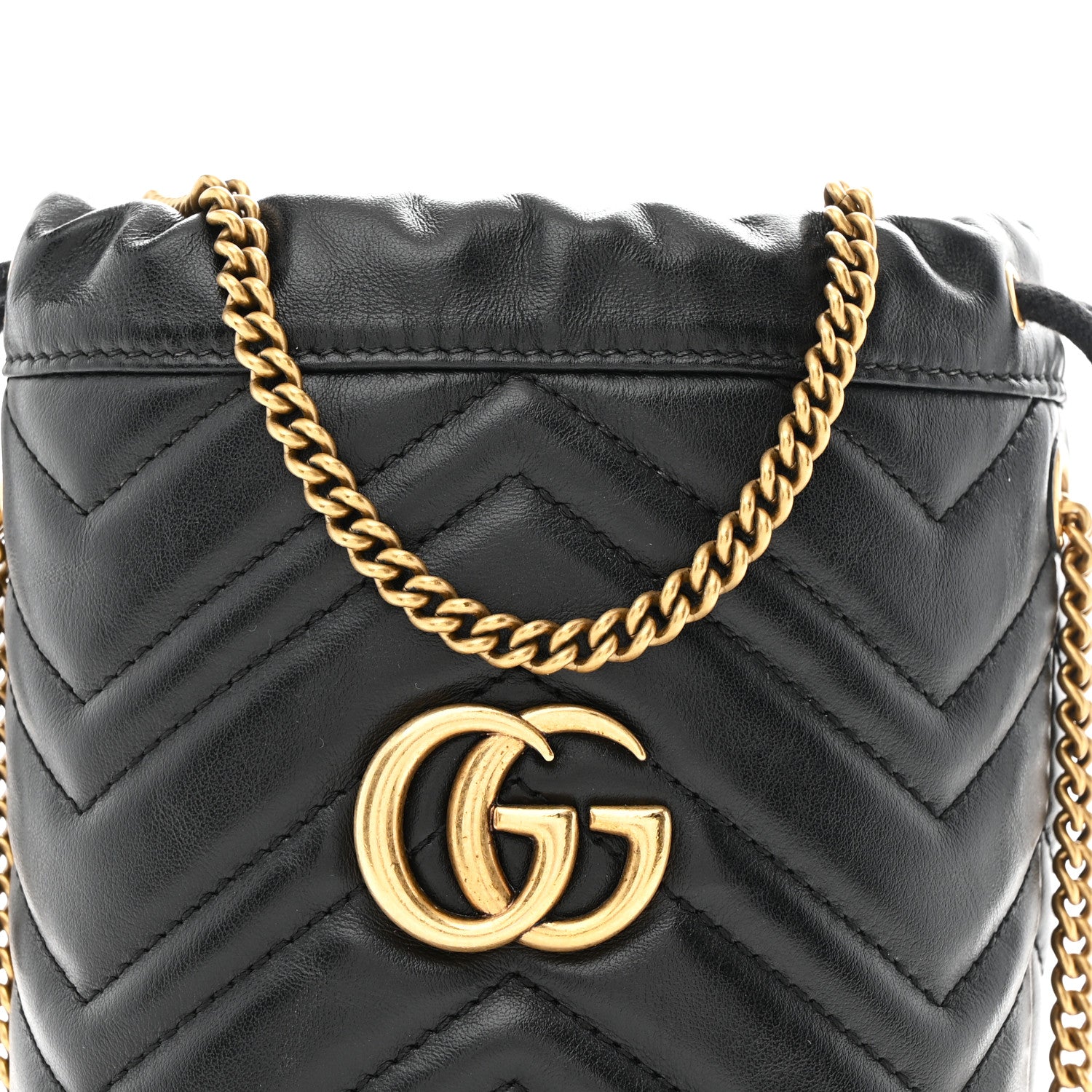Gucci Calfskin Matelasse Mini GG Marmont 2.0 Bucket Bag Black 8 of 11